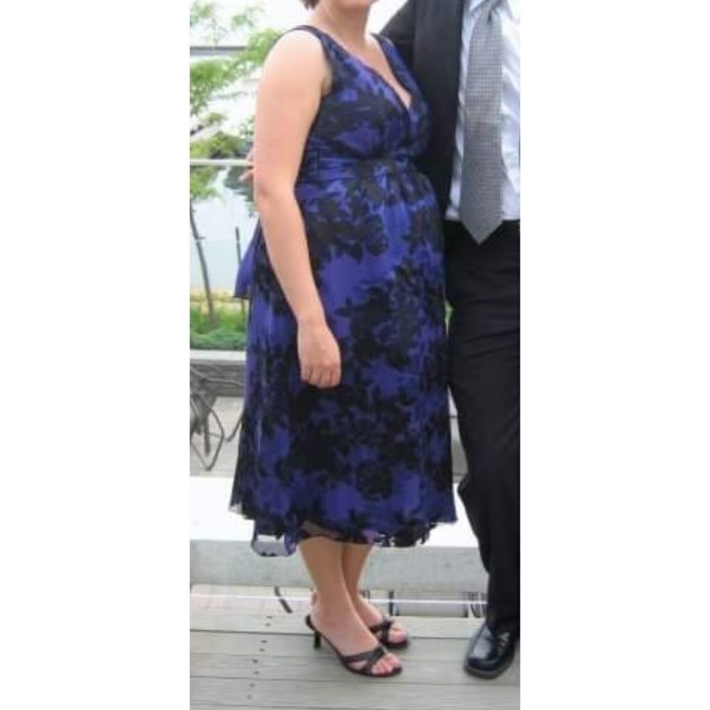 RIPE maternity silk blend empire waist midi dress Medium
